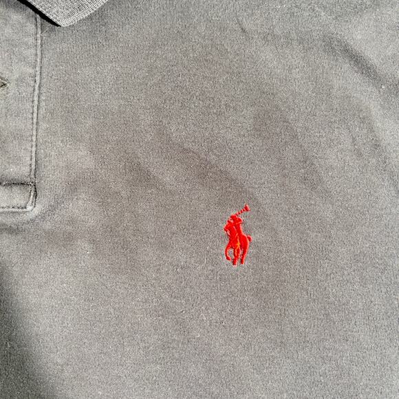 Polo by Ralph Lauren Henley Polo Shirt Men's L Custom Fit Flaws Noted Dark Black - Picture 7 of 10